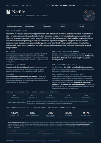 Front page of the Netflix fact sheet